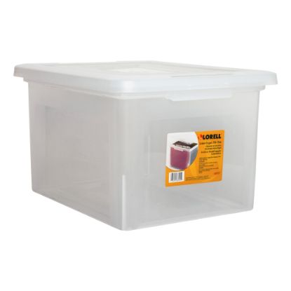 Picture of Lorell Storage File Boxes With Lift-Off Lids, Letter/Legal Size, 18in x 11in x 14 3/16in, Clear, Case Of 4