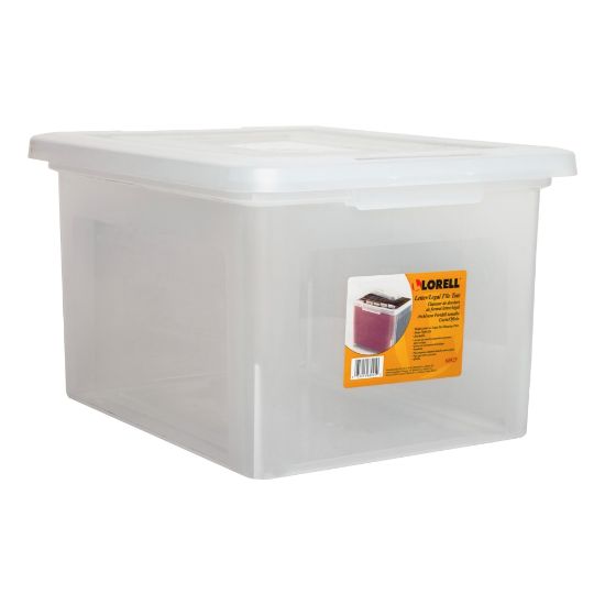 Picture of Lorell Storage File Boxes With Lift-Off Lids, Letter/Legal Size, 18in x 11in x 14 3/16in, Clear, Case Of 4