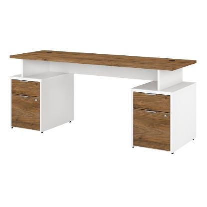 Picture of Bush Business Furniture Jamestown 72inW Computer Desk With 4 Drawers, Fresh Walnut/White, Standard Delivery