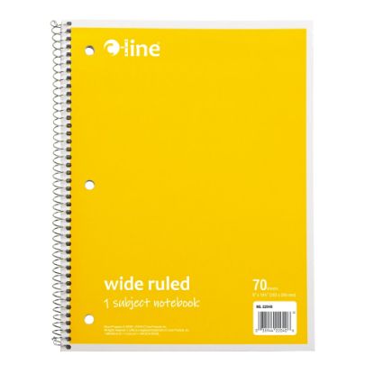 Picture of C-Line Wide Rule Spiral Notebooks, 8in x 10-1/2in, 1 Subject, 70 Sheets, Yellow, Case Of 24 Notebooks