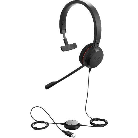 Picture of Jabra EVOLVE 20 Headset - Mono - USB Type C - Wired - 32 Ohm - 150 Hz - 7 kHz - Over-the-head - Monaural - Supra-aural - 3.12 ft Cable - Noise Cancelling Microphone - Black