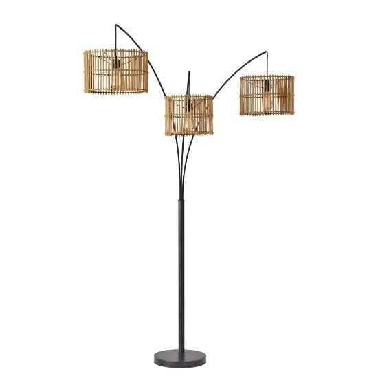 Picture of Adesso Cabana 3-Light Arc Lamp, 82inH, Natural Rattan Shade/Dark Bronze Base