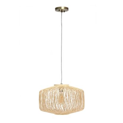 Picture of Lalia Home Circular Rattan Pendant, 16inW, Rattan Shade/Brushed Nickel Base