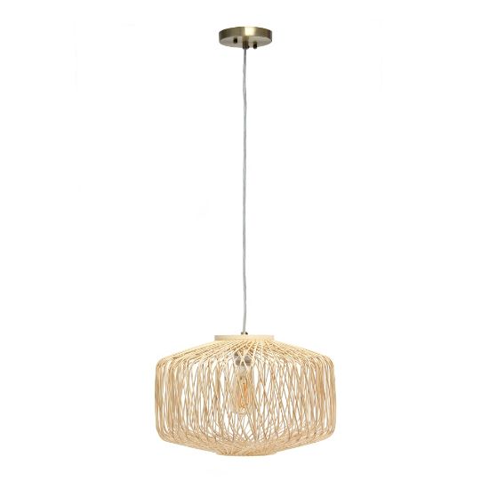 Picture of Lalia Home Circular Rattan Pendant, 16inW, Rattan Shade/Brushed Nickel Base