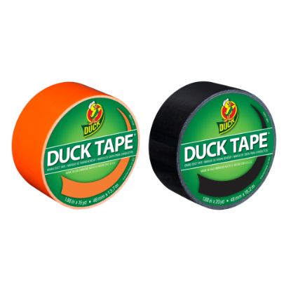 Picture of Duck Brand Duct Tape Combo Pack, 1-13/16in x 35 Yd, Neon Orange/Black, Pack Of 2 Rolls