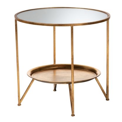 Picture of Baxton Studio Round Accent Table, 21in x 22in, Antique Gold/Mirrored