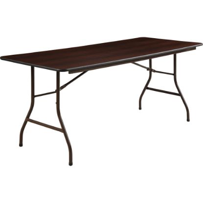 Picture of Lorell Laminate Economy Folding Table, 29inH x 72inW x 72inD, Mahogany