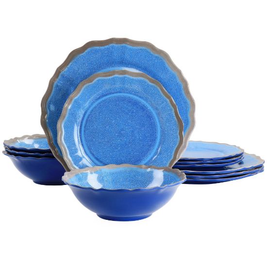 Picture of Elama Roma 12-Piece Melamine Dinnerware Set, Blue