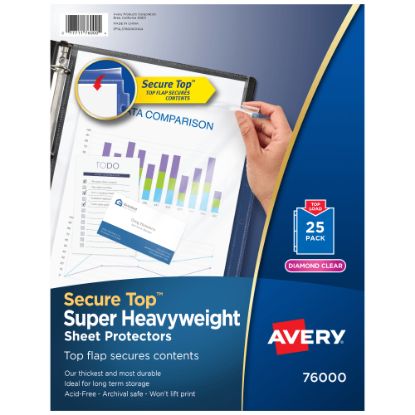 Picture of Avery Secure-Top Sheet Protectors, Super Heavyweight, Diamond Clear, Pack Of 25