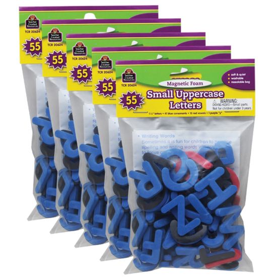 Picture of Teacher Created Resources Magnetic Foam Small Uppercase Letters, Pre-K To Grade 3, 55 Letters Per Pack, Set Of 5 Packs