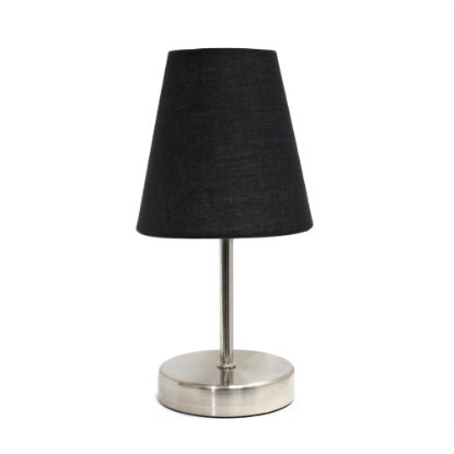 Picture of Simple Designs Sand Nickel Mini Basic Table Lamp with Black Fabric Shade