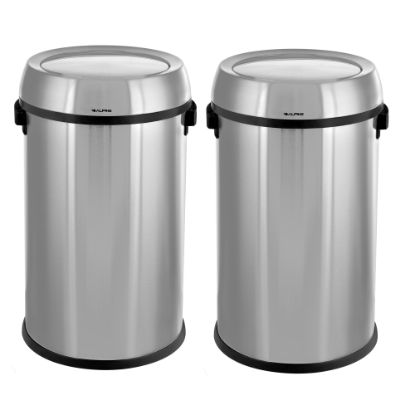 Picture of Alpine Industries Stainless Steel Commercial Trash Cans With Swing Lids, 17 Gallons, Silver, Pack Of 2 Cans