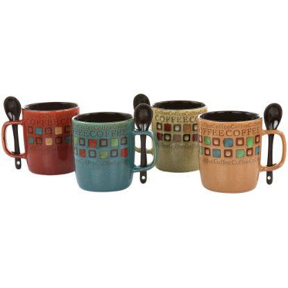 Picture of Mr. Coffee Cafe Americano 8-Piece Cup And Spoon Set, 13 Oz, Assorted Colors