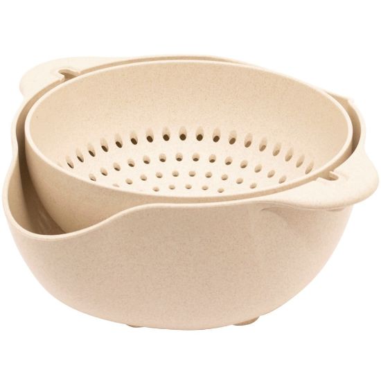 Picture of Starfrit ECO by Gourmet - Small Colander & Bowl - White - Wheat Husk Body