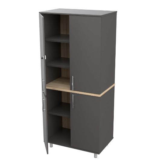 Picture of Inval America Garage Storage Cabinet, 70-13/16inH x 31-1/2inW x 19-5/8inD, Dark Gray/Maple