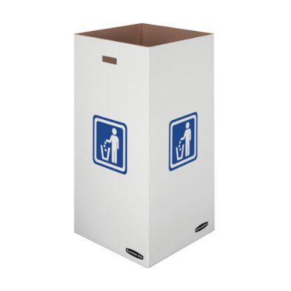 Picture of Bankers Box Waste And Recycling Bins, Extra Large Size, 36in x 18 3/8in x 18 3/8in, 50% Recycled, White/Blue, Pack Of 10