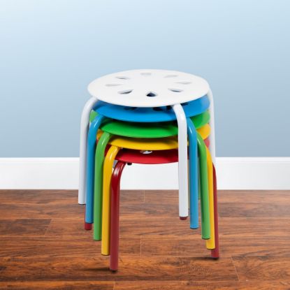 Picture of Flash Furniture Kids Plastic 11-1/2in Nesting Stack Stools, Assorted Colors, Set Of 5 Stools