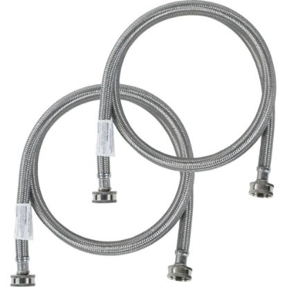 Picture of Certified Appliance Accessories Braided Stainless Steel Washing Machine Hoses, 4', Silver, Set Of 2 Hoses