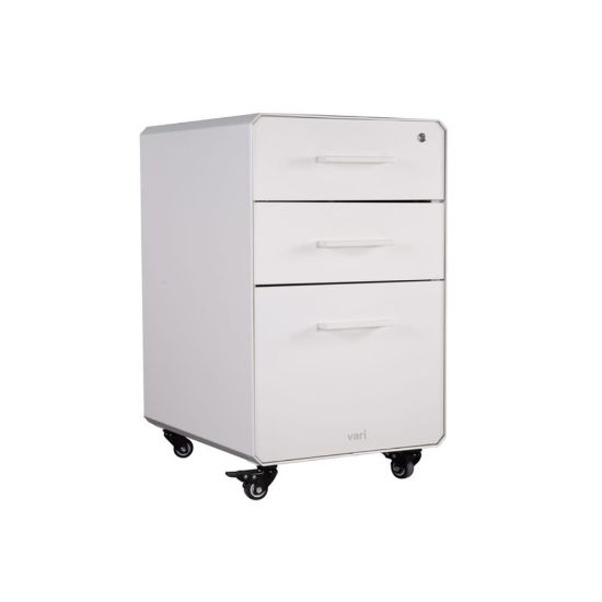 Picture of VARIDESK 15-3/4inW x 20-11/16inD Lateral 3-Drawer Mobile File Cabinet, White