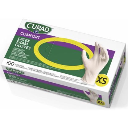 Picture of Medline Powder-Free Latex Exam Gloves, X-Small, White, Box Of 100