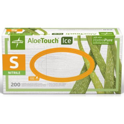 Picture of Medline AloeTouch Ice Nitrile Gloves, Small, Clear, Box Of 200