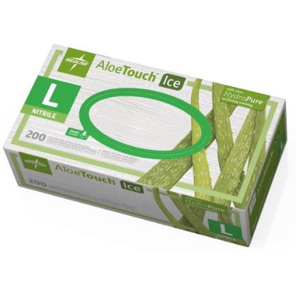 Picture of Medline AloeTouch Ice Nitrile Gloves, Large, Clear, Box Of 200