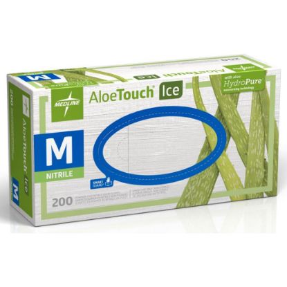 Picture of Medline AloeTouch Ice Nitrile Gloves, Medium, Clear, Box Of 200