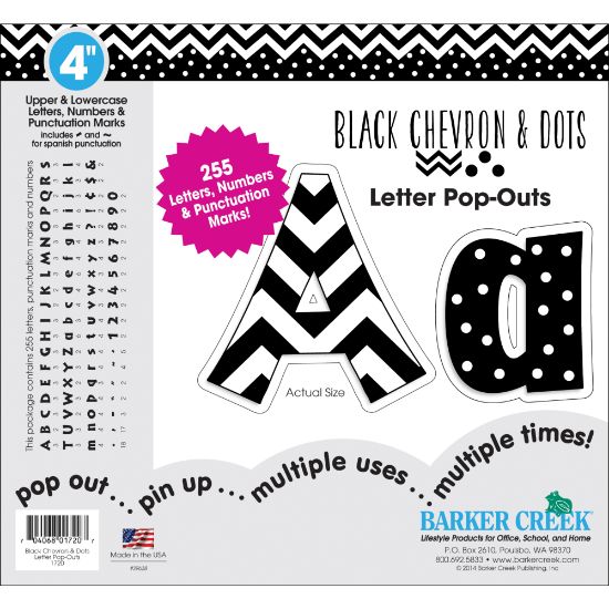 Picture of Barker Creek Letter Pop-Outs, 4in, Black Chevron And Dots, Set Of 255