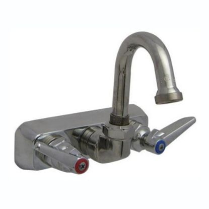 Picture of T&S Brass Wall-Mount Workboard Faucet, 3in Nozzle, 4in Centers, Stainless