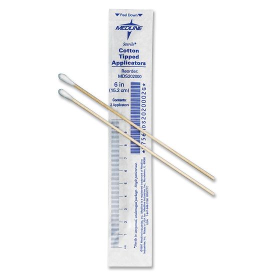 Picture of Medline Cotton Tip Applicators, 3in, Sterile, White, Box Of 200