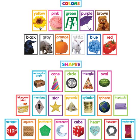 Picture of Teacher Created Resources Colorful Photo Shapes & Colors Cards Bulletin Board Set