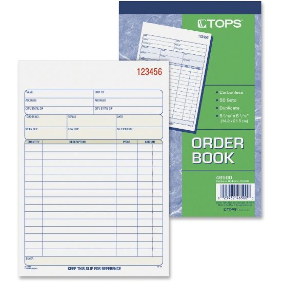 Picture of TOPS 2-Part Carbonless Sales Order Book, 50 Sheets, 5-9/16in x 7-15/16in