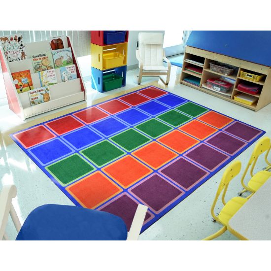 Picture of Joy Carpets Kid Essentials Rectangular Area Rug, Blocks Abound, 7-2/3ft x 10-3/4ft, Primary