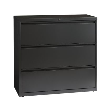 Picture of WorkPro 42inW x 18-5/8inD Lateral 3-Drawer File Cabinet, Charcoal