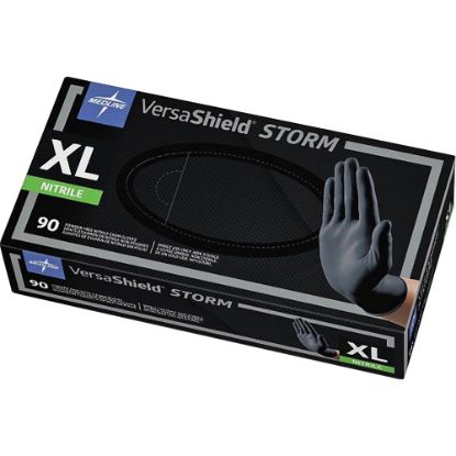 Picture of Medline STORM Nonsterile Exam Gloves - X-Large Size - Black - Textured, Latex-free, Powder-free - For Healthcare Working - 90 / Box