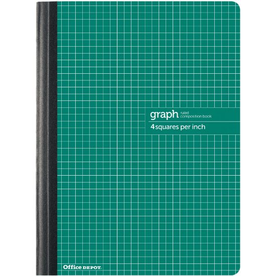 Picture of Office Depot Brand Composition Book, 7-1/2in x 9-3/4in, Quadrille Ruled, 80 Sheets, Green