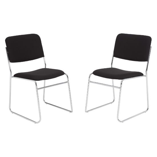 Picture of National Public Seating 8600 Padded Signature Stack Chairs, Black/Chrome, Set Of 2 Chairs