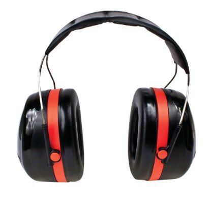 Picture of 3M PELTOR Optime 105 Behind-the-Head Earmuffs, Red/Black