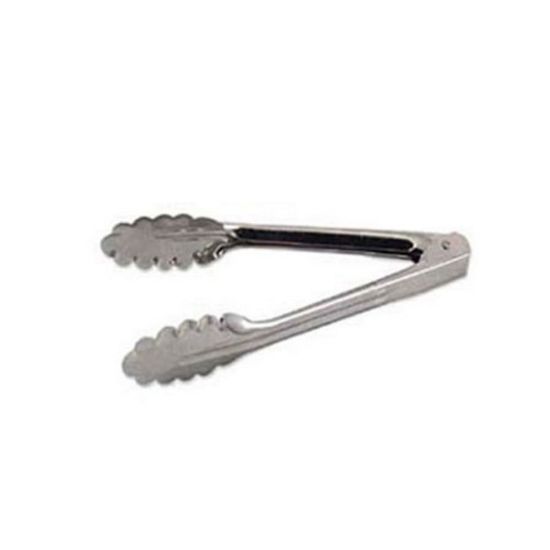 Picture of American Metalcraft Scalloped-Edge Stainless-Steel Tongs, 7in, Silver