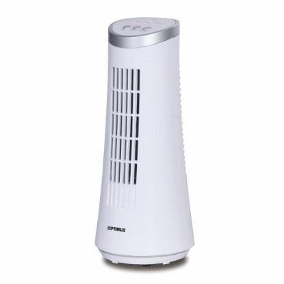 Picture of Optimus Ultra-Slim Oscillating Desktop Tower Fan, 12in x 5in,  White