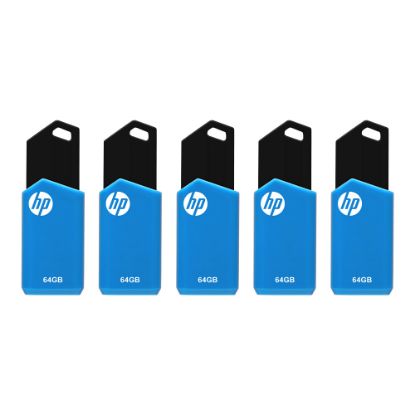 Picture of HP v150w USB 2.0 Flash Drives, 64GB, Blue, Pack Of 5