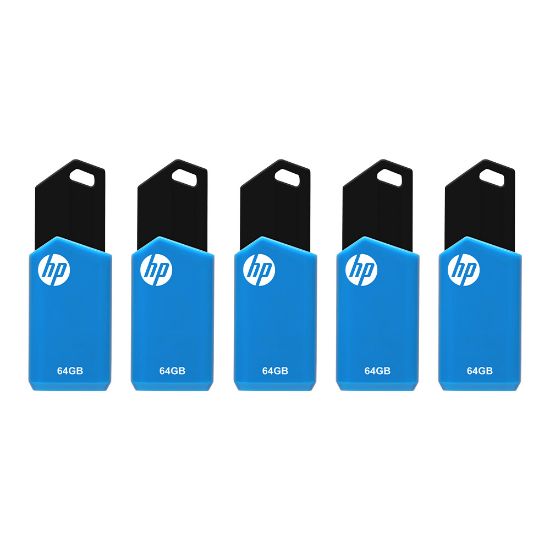 Picture of HP v150w USB 2.0 Flash Drives, 64GB, Blue, Pack Of 5