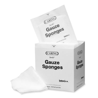 Picture of Medline CARING Woven Gauze Sponges, 12-Ply, 3in x 3in, White, Box Of 80