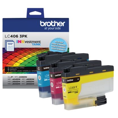 Picture of Brother LC4063PKS INKvestment Cyan, Magenta, Yellow Ink Tanks, Pack Of 3