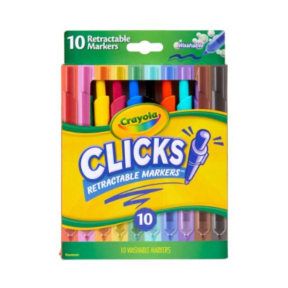 Picture of Crayola Washable Markers With Retractable Tips, Conical Tip, Assorted Colors, Pack of 10 Markers