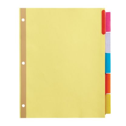 Picture of Office Depot Brand Insertable Dividers With Big Tabs, Buff, Assorted Colors, 5-Tab, Pack Of 4 Sets