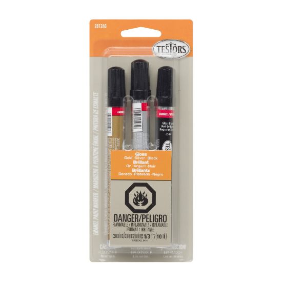 Picture of Testors 3-Piece Enamel Paint Markers Kit, Metallic, Pack Of 4 Kits