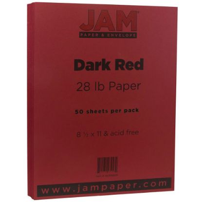 Picture of JAM Paper Color Multi-Use Printer & Copy Paper, Dark Red, Letter (8.5in x 11in), 50 Sheets Per Pack, 28 Lb