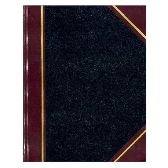 Picture of National Brand 50% Recycled Black Texhide Record Book With Margin, 8 3/8in x 10 3/8in, 300 Pages