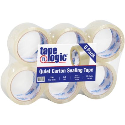 Picture of Tape Logic Quiet Carton-Sealing Tape, 2in x 55 Yd., Clear, Pack Of 6 Rolls